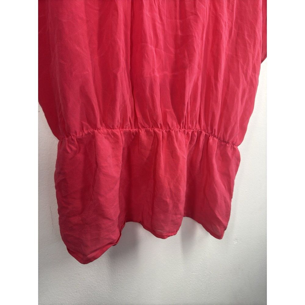 Petticoat Alley 100% Silk Short Sleeve Top Blouse Size Large Pink - Picture 8 of 9